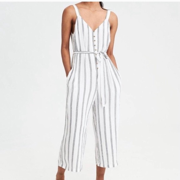 American Eagle Outfitters Pants - American Eagle Striped Jumpsuit Belted Size XS